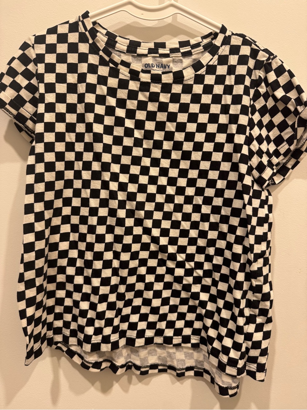 Old Navy Black & White Checkered Short Sleeve Tee